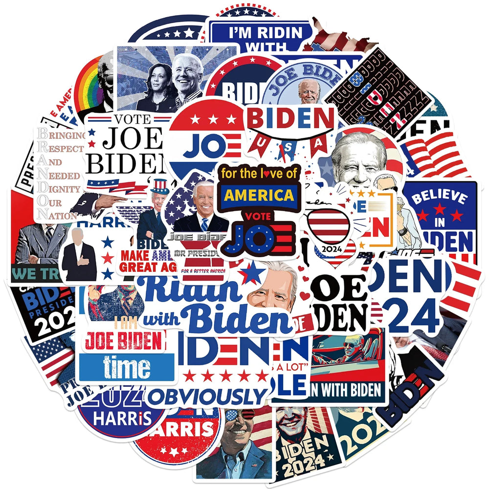 50pcs Cartoon Funny Joe Biden Harris Stickers Decals DIY Graffiti Toys For Laptop Guitar Luggage Skateboard Kids Sticker (ONLINE ORDER ONLY)