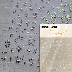 Mini Three Leaf Flower Magnolia Lotus Flower Stem Gradual Petal Line Arc Metal Sillver Delicate Nail Art Stickers Manicure Decal (Online Order Only)
