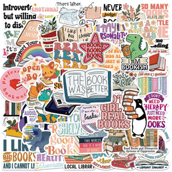 50PCS Bookworm Stickers Waterproof for Laptop, Guitar, Skateboard, Kindle, Bicycle (Online Order Only)
