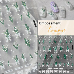 Romantic Lily of The Valley Candle Holder Wreath Bowknot Butterfly Dreamy Adhesive Nail Art Decorations Stickers Manicure Decals (Online Order Only)