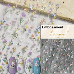 Charming Dreamy Shiny Jelly Blue Gradient Lily Flowers Rose Petal White Dot Chinese Colorful Nail Art Stickers Manicure Decals (ONLINE ORDER ONLY)