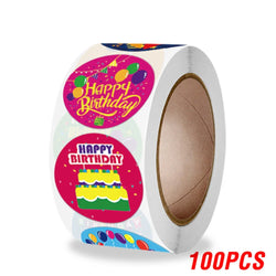 100-500pcs Cute Happy Birthday Sticker Birthday Gift Decoration Label Sealing Balloon Cake Label Packaging Scrapbook Sticker (Online Order Only)