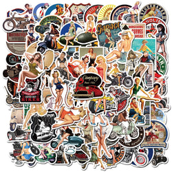 Retro Pin Up Girls Stickers - Sexy Women for DIY Phone, Helmet, Laptop, Suitcase, Skateboard (10/50/100pcs) (Online Order Only)