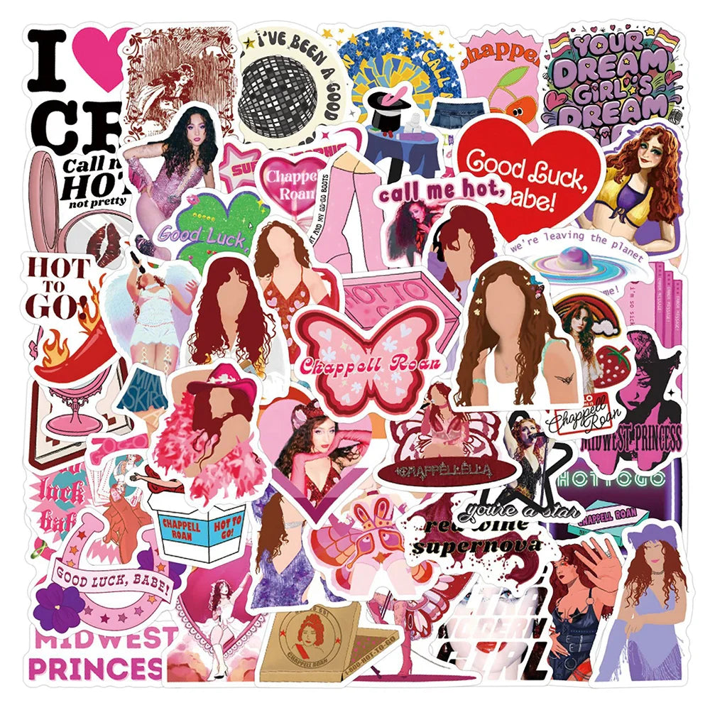 10/30/55PCS Star Singer Chappell Roan Stickers Cartoon Decals DIY Laptop Notebook Phone Suitcase Wall Waterproof Sticker Toys (ONLINE ORDER ONLY)