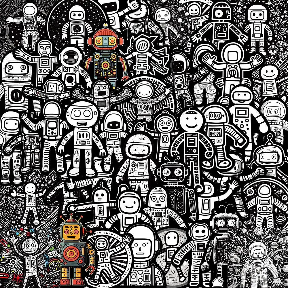 50PCS Robot Astronaut Stickers Waterproof for Luggage Laptop Guitar Bottle Phone (ONLINE ORDER ONLY)