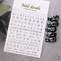 1PCS Laser Gold Snowflake Christmas Tree Nail Sticker 3D Adhesive Nail Decals Nail Art Accessories New Christmas Decoration 2024 (ONLINE ORDER ONLY)