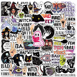 50pcs Gothic Witch Stickers Waterproof for Laptop Phone Car Skateboard (Online Order Only)