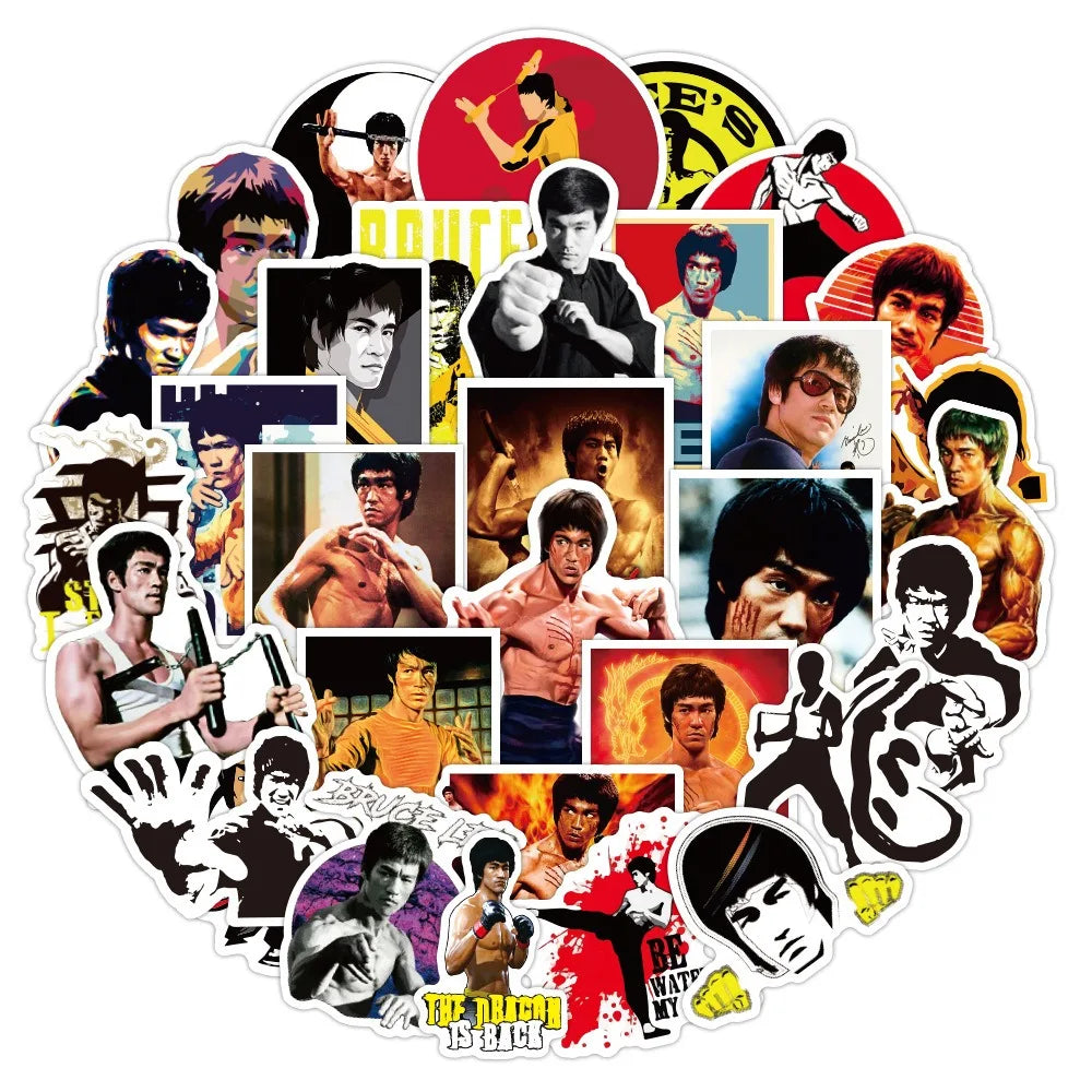 10/50pcs Funny li xiaolong China Kung Fu Sticker For Laptop Phone Luggage Funny Graffiti Decal DIY Toy Waterproof Stickers (Online Order Only)
