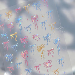 Chic Shiny Bowknot Colorful Ribbon Stars Heart Butterfly Flower Delicate Romantic Nail Art Stickers Decoration Manicure Decals (Online Order Only)