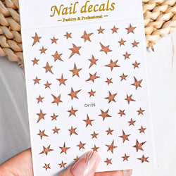 1 Sheet Star Nail Art Stickers 3d Self Adhesive Nail Decals Black White Golden Silver Color Star Design Nail Supplies Accessory (ONLINE ORDER ONLY)