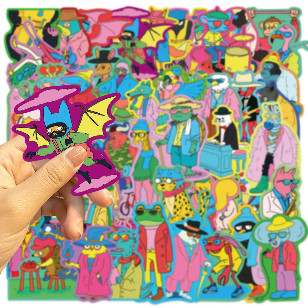 50pcs Cartoon Colorful Animal Stickers For Luggage Skateboard Laptop Guitar Aesthetic Graffiti Sticker Decals Toys (ONLINE ORDER ONLY)