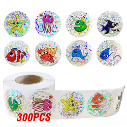 100-500pcs Holographic Rainbow Label Cartoon Marine Animal Stickers Children DIY Handmade Scrapbooking Stationery Sticker (ONLINE ORDER ONLY)