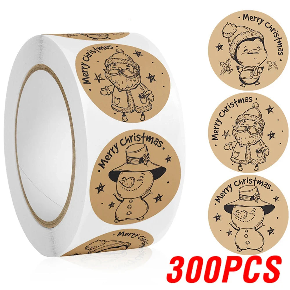 100-500pcs Merry Christmas Santa Claus Labels Stickers for Gift Package Card Envelope Wrapping Party Baking Small Business (Online Order Only)
