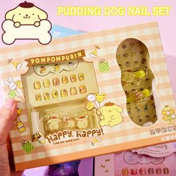 1Set(12Pcs+Jelly Glue+Stickers+Hairpin) Children Acrylic Fake Nails Kuromi Mymelody Cinnamoroll Fake Nails Non-Toxic Kid Gifts * (Online Order Only)