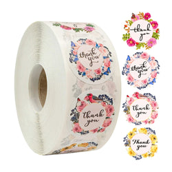 500pcs/roll Thank You Stickers Flower Pattern Party Wedding Decoration Gift Envelope Seal Labels Scrapbooking Stickers (ONLINE ORDER ONLY)
