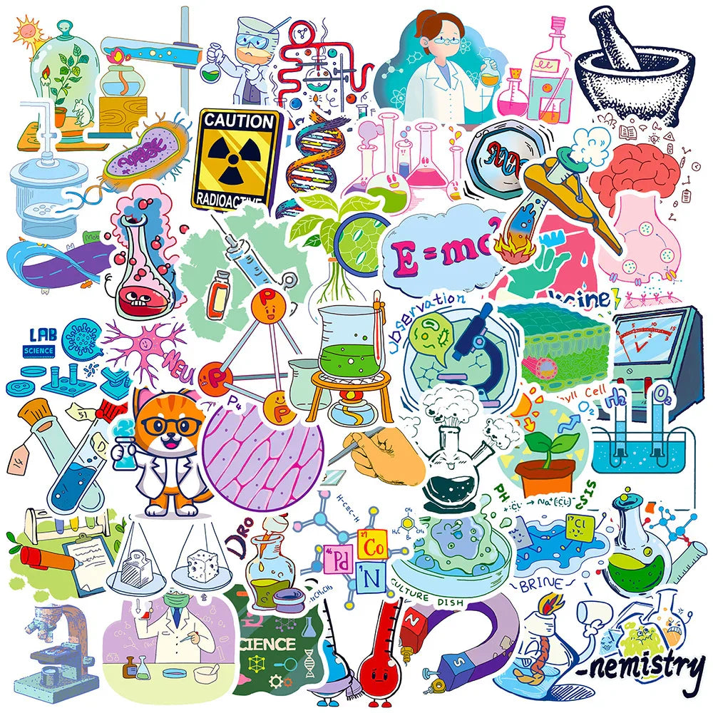 Science Lab Chemical Waterproof Stickers Decals for Laptop, Phone, Notebook, Skateboard, Kids Toys - 10/30/50/100pcs (Online Order Only)