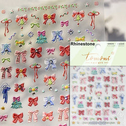 Dressy Embossment Colorful Gradient Snowflakes Laser Silver Christmas Tree Winter Bowknot Santa Nail Art Stickers Manicure Decal (Online Order Only)