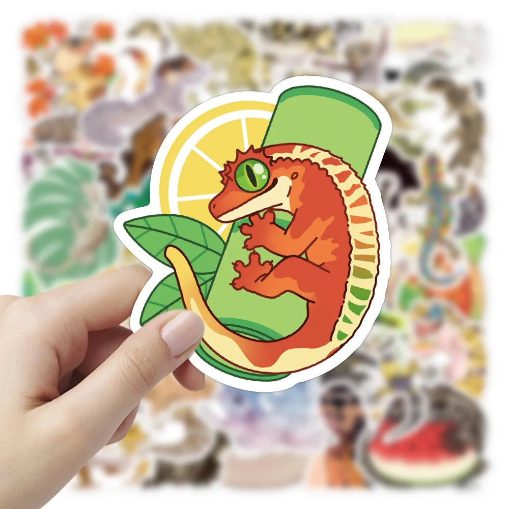 10/50Pcs Funny Animal Gecko Lizard Stickers for Skateboard Gift Box Bicycle Computer Notebook Car Decal Children's Toys (Online Order Only)