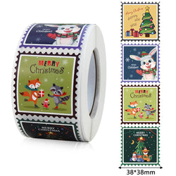 50-500Pcs Merry Christmas Stickers 3.8cm Square Christmas Tree Holiday Adhesive Labels for Cards Present Envelopes Seal Box Bag (ONLINE ORDER ONLY)