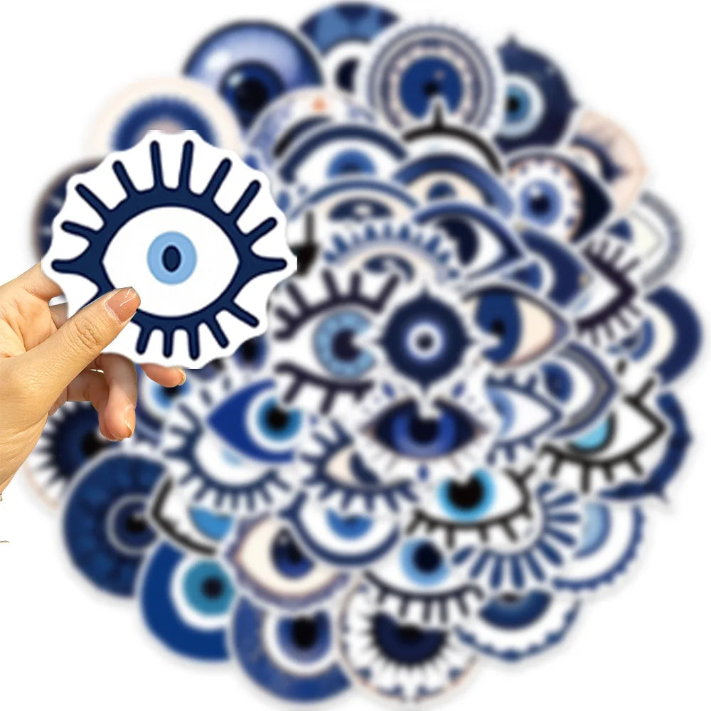 10/30/50PCS Cartoon Turkish Evil Eye Stickers Aesthetic Decoration Skateboard Scrapbook Phone Laptop Helmet Bike Decals DIY Toys (ONLINE ORDER ONLY)