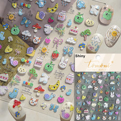 Cute Bowknot Rabbit Fruit Juice Beverage Drink Strawberry Peach Banana Adhesive Nail Art Decoration Stickers Manicure Decals (ONLINE ORDER ONLY)