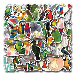 55pcs Cartoon Parrot Stickers for Laptop, Phone, Scooter, Suitcase, Water Bottle, Stationery, Refrigerator Decoration (Online Order Only)