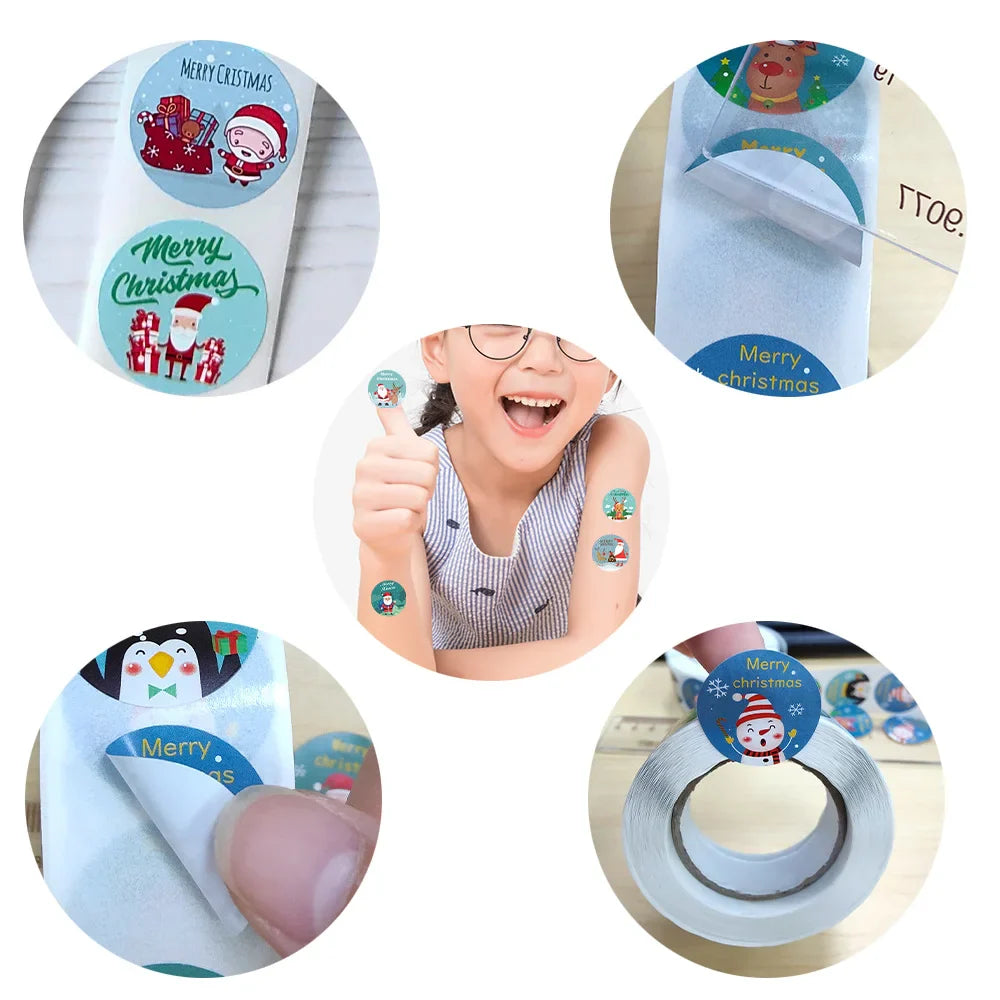 500 Pcs/Roll Merry Christmas Santa Claus Sticker Gift Decoration Sealing Stickers Children's Reward Sticker (ONLINE ORDER ONLY)