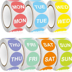 500Pcs/1 Rolls 2.5cm Packaging Weekly Stickers English Color Date From Monday to Sunday Stationery Sticker (ONLINE ORDER ONLY)