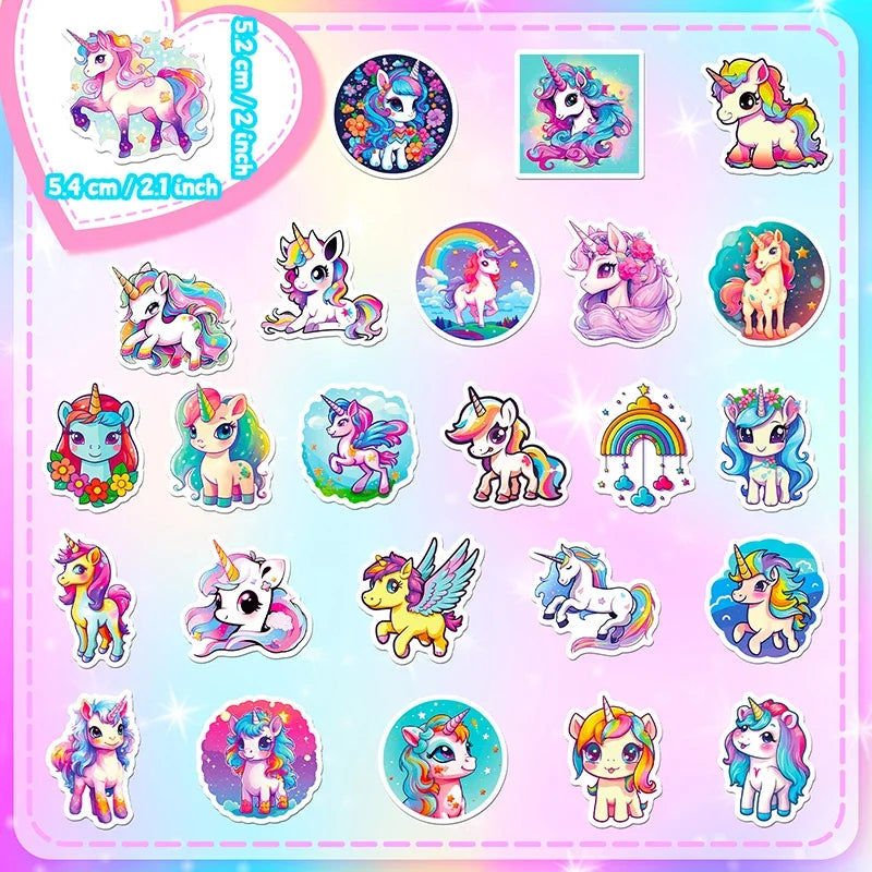 10/30/50PCS Unicorn Flight PVC Sticker Aesthetic Decoration Scrapbooking Children's Korean Stationery School Supplies for Kids (Online Order Only)