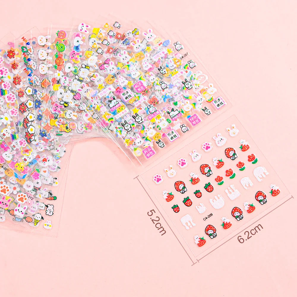 30pcs Children's Cartoon Rabbit Nail Stickers with Sequins and Glitter Colorful Flowers DIY Decal Kid Toy Kawaii Girl Ornaments* (ONLINE ORDER ONLY)