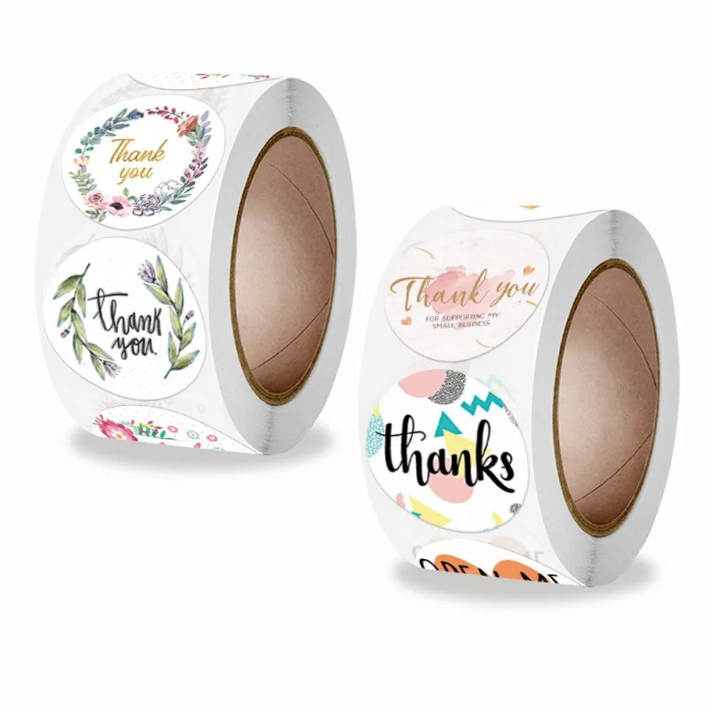 50-500pcs Floral Thank You Stickers Scrapbooking Label For Gift Decoration Wedding Sticker Package Seal Labels Custom Sticker (ONLINE ORDER ONLY)