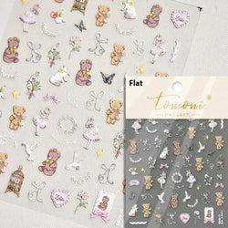 Bowknot Dog puppy Christmas Hat Strawberry Cake Food Coffee Cherry Love Heart Adhesive Nail Art Sticker Reliefs Manicure Decals (Online Order Only)