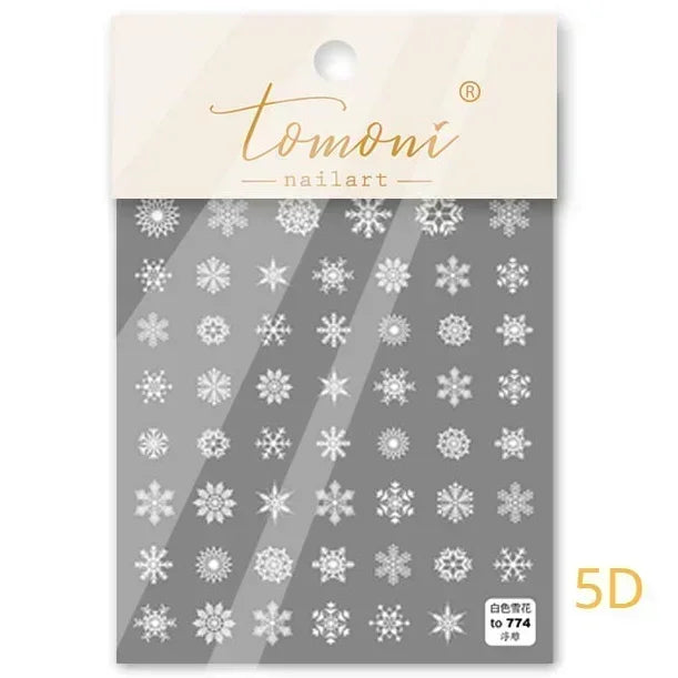 Bronzing Jelly Laser Snowflake Christmas Hot 5D Soft Embossed Relief Self Adhesive Nail Art Decoration Sticker 3D Manicure Decal (ONLINE ORDER ONLY)