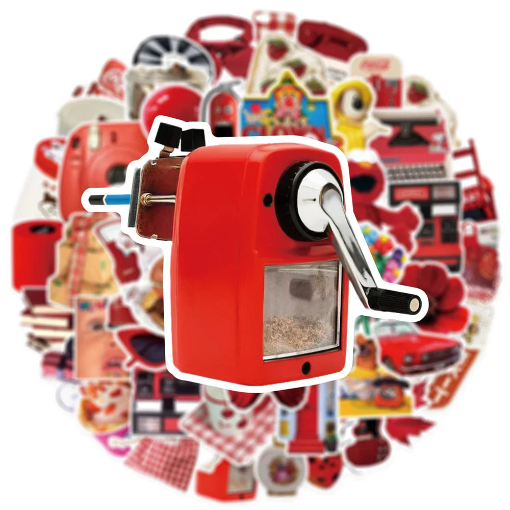 10/30/50PCS Cute Red Sticker Ins Style Cartoon Decoration For Phone Skateboard Notebook Fridge Suitcase Helmet Wall Decals Toys (ONLINE ORDER ONLY)