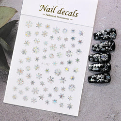1PCS Laser Gold Snowflake Christmas Tree Nail Sticker 3D Adhesive Nail Decals Nail Art Accessories New Christmas Decoration 2024 (ONLINE ORDER ONLY)