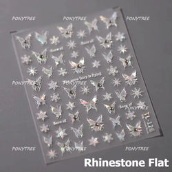 Snowflake Butterfly Rhinestone Shiny Totem Self Adhesive Nail Art Stickers Romantic Charm Chic Rose Flower Pearl Manicure Decals (ONLINE ORDER ONLY)