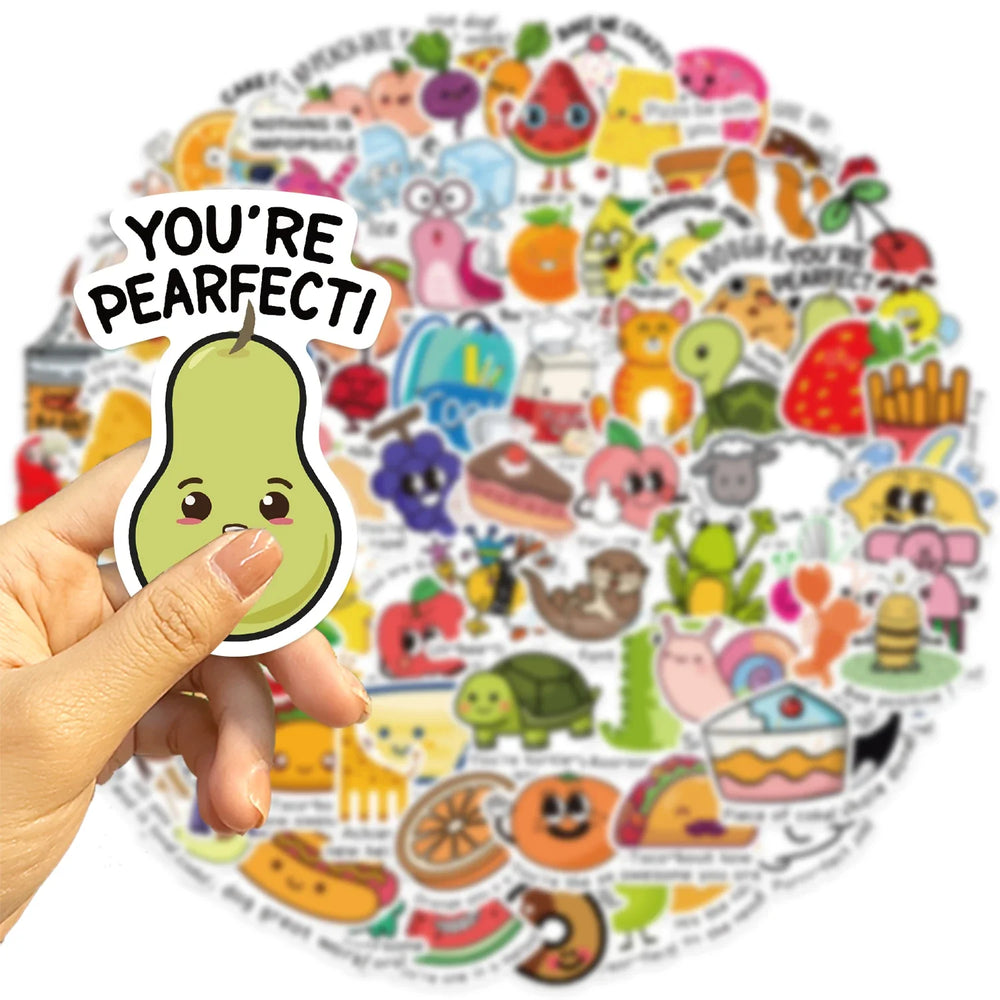 100 Pieces Kids Pun Classroom  Vinyl Stickers for Students Teachers Elementary School Cute Inspirational Motivational Toys (Online Order Only)