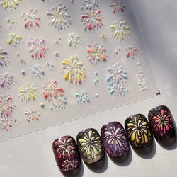 Colorful Fireworks Burst Hot Stamping Process Laser Pink Bright Romantic Self Adhesive Nail Art Stickers Chic Manicure Decals (ONLINE ORDER ONLY)