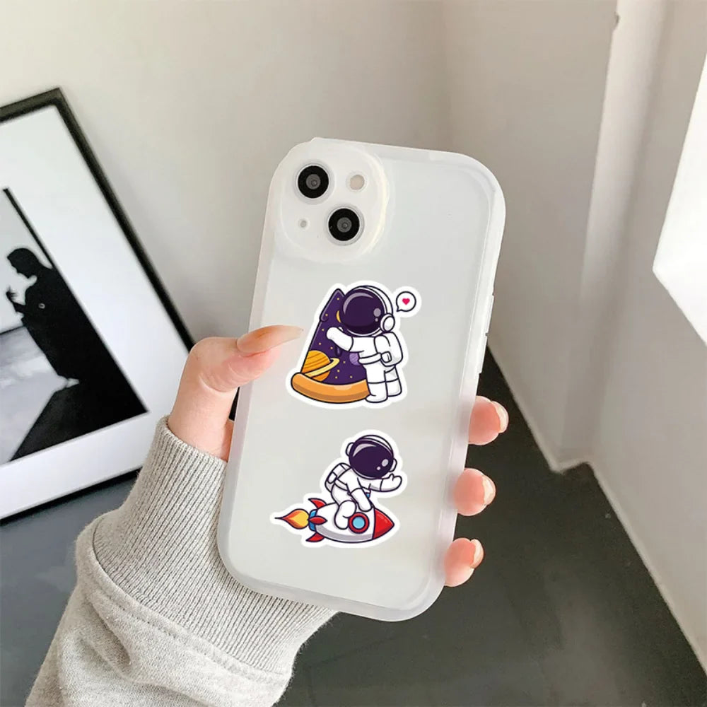 10/62PCS Exquisite Cute Cartoon Astronaut Stickers Laptop Computer Tablet Cup Notebook Phone Vinyl Decal for Kids Toy Gift (ONLINE ORDER ONLY)