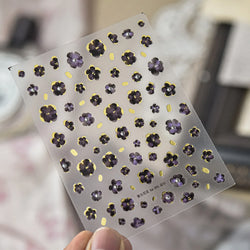 Retro Flowers Petal Pearl Rhinestones Halo Dyeing Chic Daisy Vintage Gold Foil  Floral Designs Nail Art Stickers Manicure Decals (ONLINE ORDER ONLY)