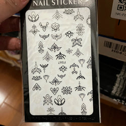 1PC Lace Flower Leaf Nail Sticker Geometric Line Leaf Floral Nail Art Decal Abstract Elegant Black White Pattern Nail Decoration (ONLINE ORDER ONLY)