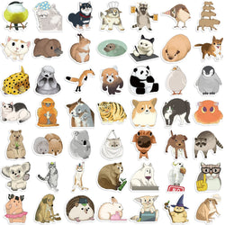 50PCS Mixed Animals Rabbit Panda Cat Sticker Aesthetic DIY Korean Stationery Decoration Scrapbooking School Supplies (ONLINE ORDER ONLY)