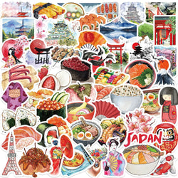 Kawaii Sushi Stickers 10/30/64pcs Cartoon Decals for Laptop, Phone, Skateboard, Suitcase, Guitar, Bike (ONLINE ORDER ONLY)
