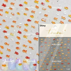 Hot Stamping Laser Shell Conch Starfish Pearl Whale Coral Dolphin Summer Beach Sea Wave Jellyfish Bubble Nail Art Stickers Decal (ONLINE ORDER ONLY)