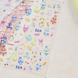 Colorful Swimsuit Bikini Fresh String Bag Vegetables Fruits Summer Beach Underwear Sunscreen Nail Art Stickers Manicure Decals (ONLINE ORDER ONLY)