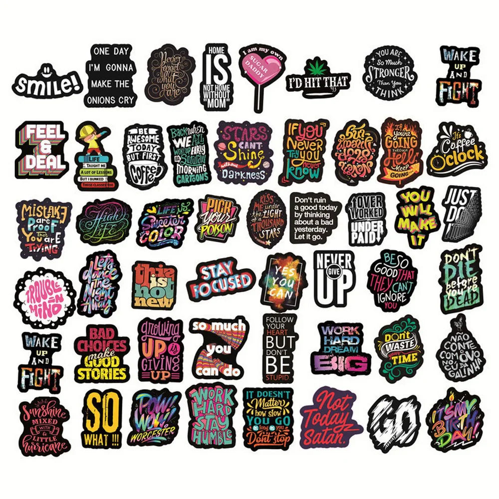 50pcs Motivational Phrase Stickers Encouragement Inspirational Quotes Scrapbook Stationary Office Study Room Sticker Decal (ONLINE ORDER ONLY)