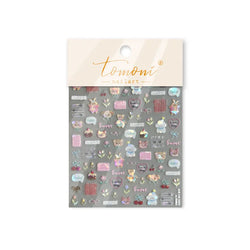 Graffiti Bear Cat Kitten Dog Puppy Bowknot Cake Tulip Note Star Cherry Cup Adhesive Nail Art Decoration Sticker Manicure Decals (ONLINE ORDER ONLY)