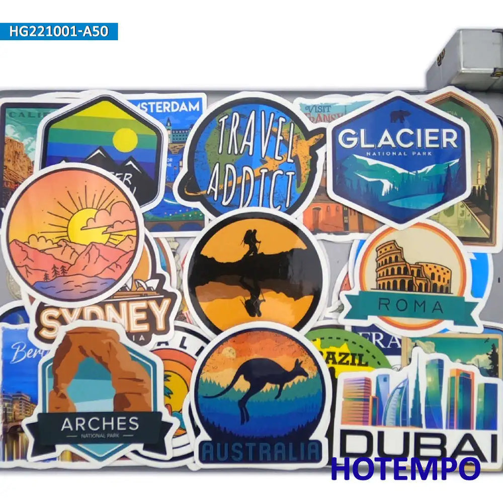 20/30/50Pieces World Travel Hand Drawn Urban Landmark Old Building Stickers for Car Motorcycle Luggage Phone Laptop Sticker Toys (Online Order Only)