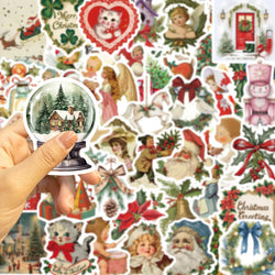 56Pcs Romantic Christmas Stickers Crafts Scrapbooking Book Label Decorative Christmas Tree Sticker DIY Stationery Notebook (ONLINE ORDER ONLY)