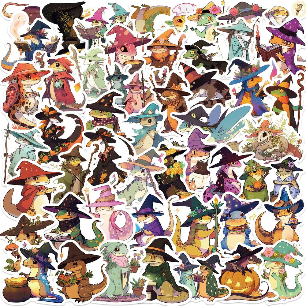 Gekkonidae Witch Hat Stickers 10/30/50PCS Waterproof PVC Skateboard Notebook Decor (Online Order Only)